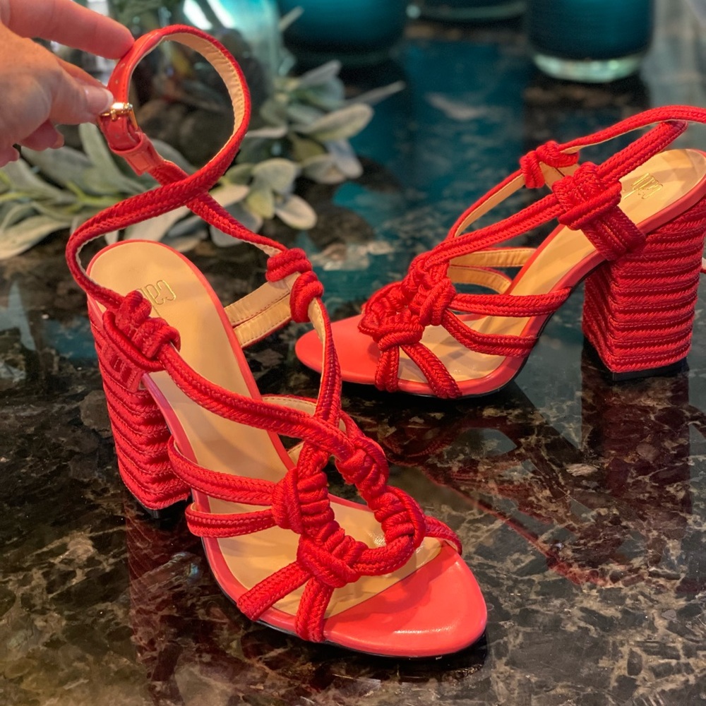 CAbi red block heels